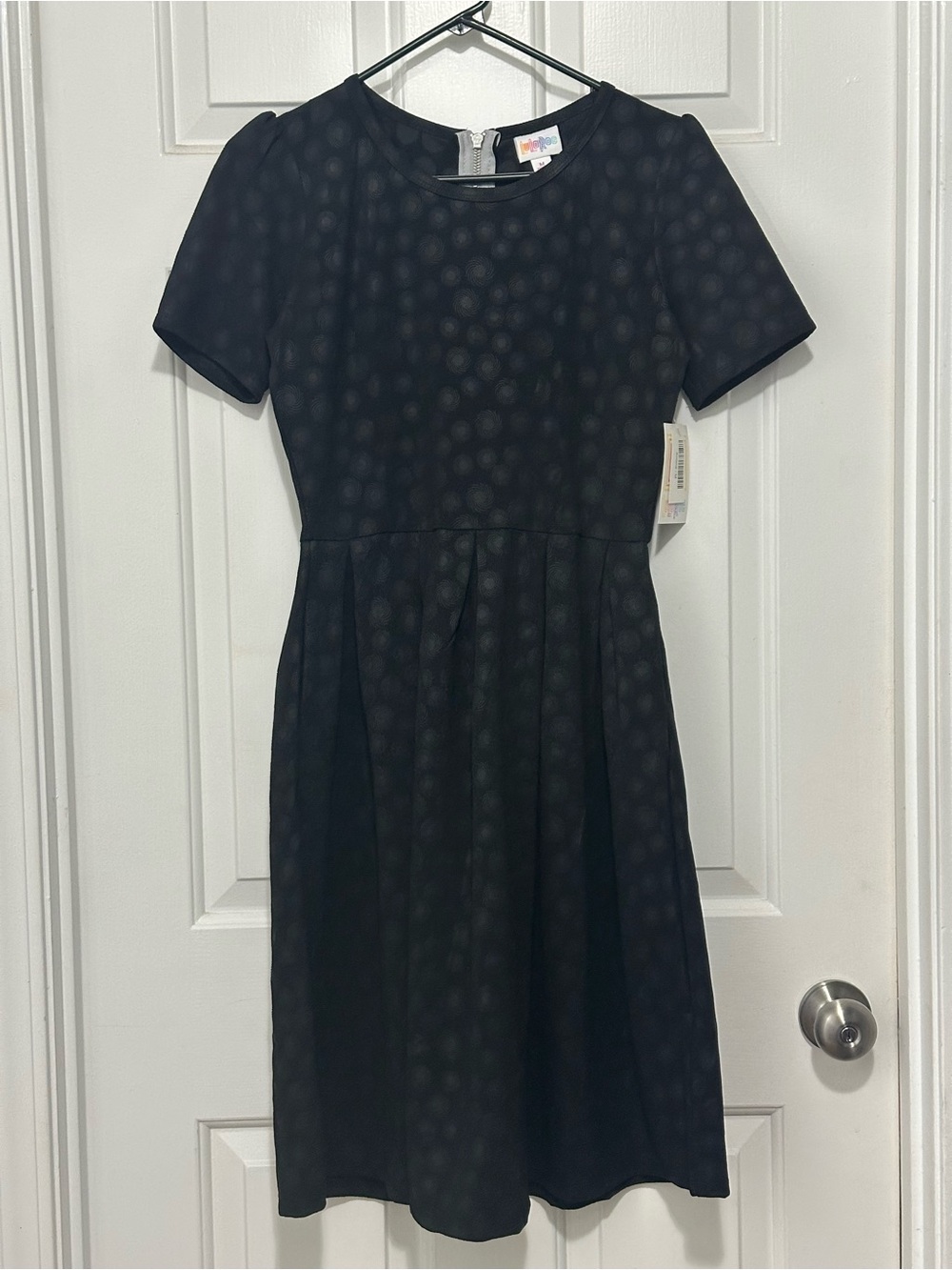 Black Short-Sleeve Fit & Flare Dress - LuLaRoe- Amelia Dress